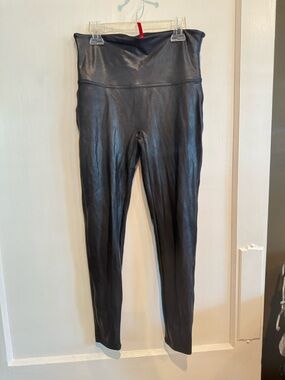 SPANX Black Faux Leather High-Waist Leggings with Sleek Finish